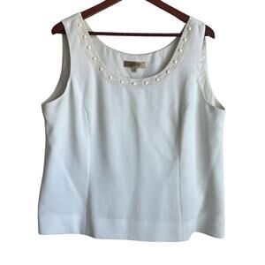 Kasper Women Top 18 Ivory Decorative Bodice Career Layering Professional Neutral